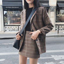 Load image into Gallery viewer, Mozuleva 2020 Retro Plaid Blazer Set Single-breasted Jacket & Pencil Skirt 2 Pieces Skirt Suit Female Office Ladies Blazer Suit