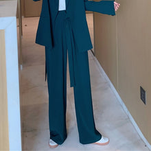Load image into Gallery viewer, Mozuleva Vintage 2020 Two Pieces Set Women Blazer Set Lace Up Notched Blazer & Loose Pant Women Pant Suits Female Trouser Suit