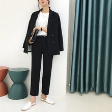 Load image into Gallery viewer, Vintage Autumn Winter Thicken Women Pant Suit Light Green Notched Blazer Jacket & Pant 2019 Office Wear Women Suits Female Sets