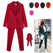 Load image into Gallery viewer, Work Pant Suits OL 2 Piece Set for Women Business interview suit set uniform smil Blazer and Pencil Pant Office Lady suit
